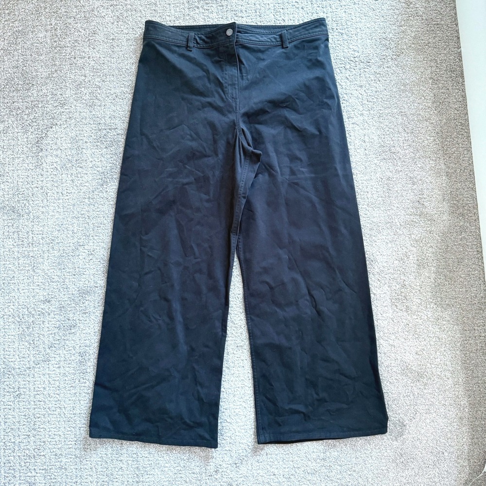 Banana Republic Black High Rise Wide Leg Lightweight Stretch Cotton Pants 16 - Picture 2 of 12